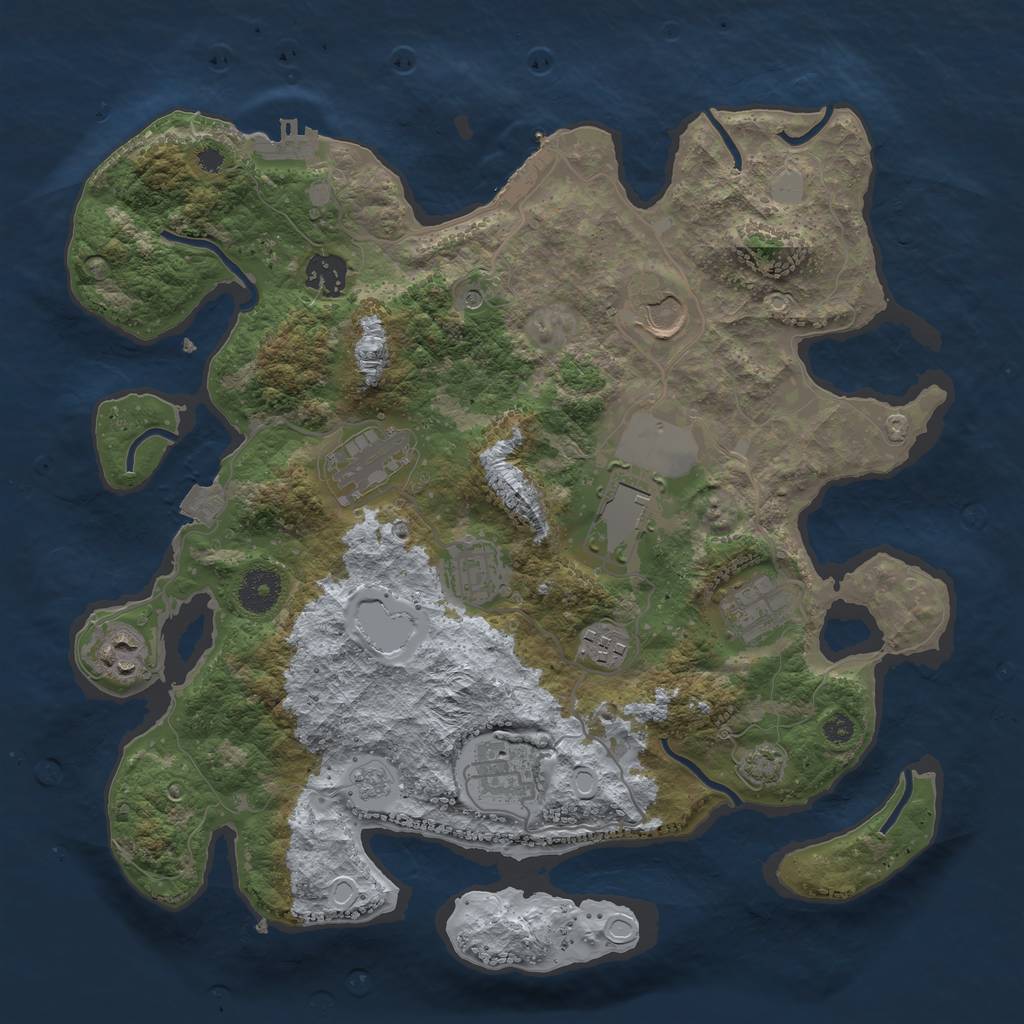 Rust Map: Procedural Map, Size: 3550, Seed: 39558711, 17 Monuments
