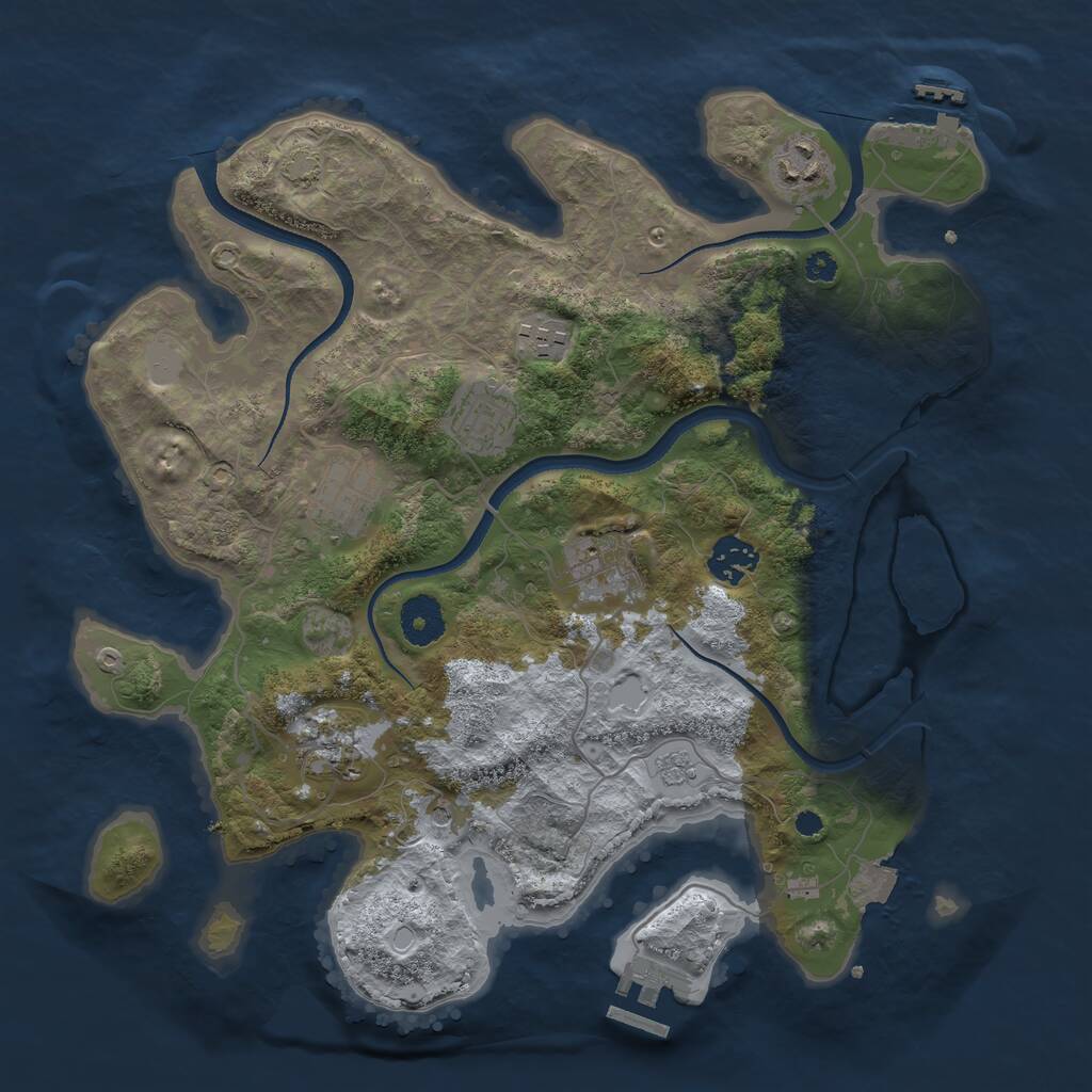 Rust Map: Procedural Map, Size: 3450, Seed: 52920059, 13 Monuments