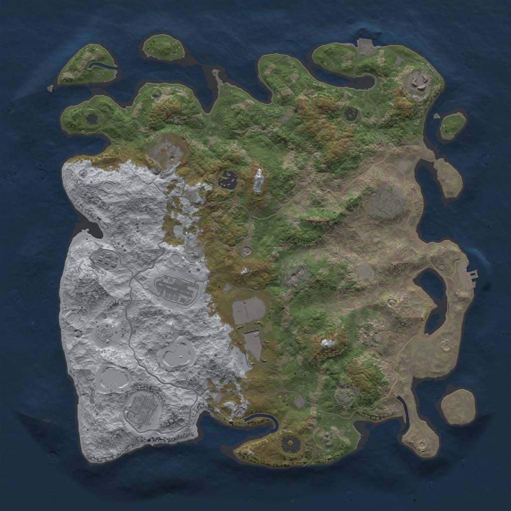 Rust Map: Procedural Map, Size: 4000, Seed: 70595221, 16 Monuments