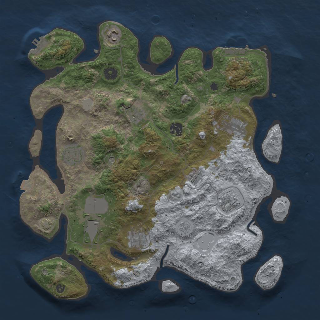 Rust Map: Procedural Map, Size: 3600, Seed: 31201356, 17 Monuments