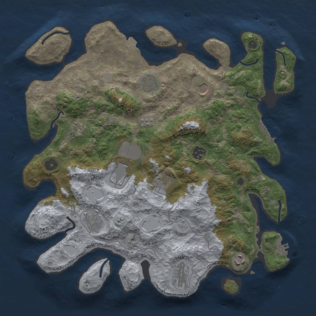 Rust Map: Procedural Map, Size: 3800, Seed: 65514850, 18 Monuments