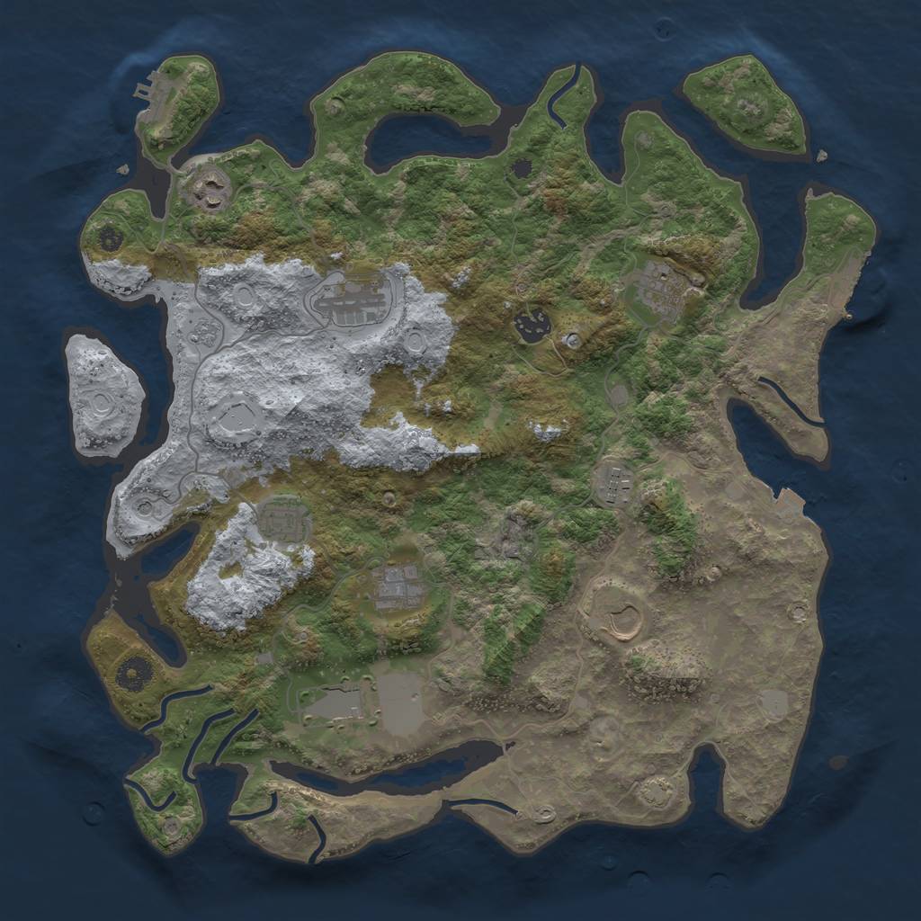 Rust Map: Procedural Map, Size: 3900, Seed: 47265943, 17 Monuments