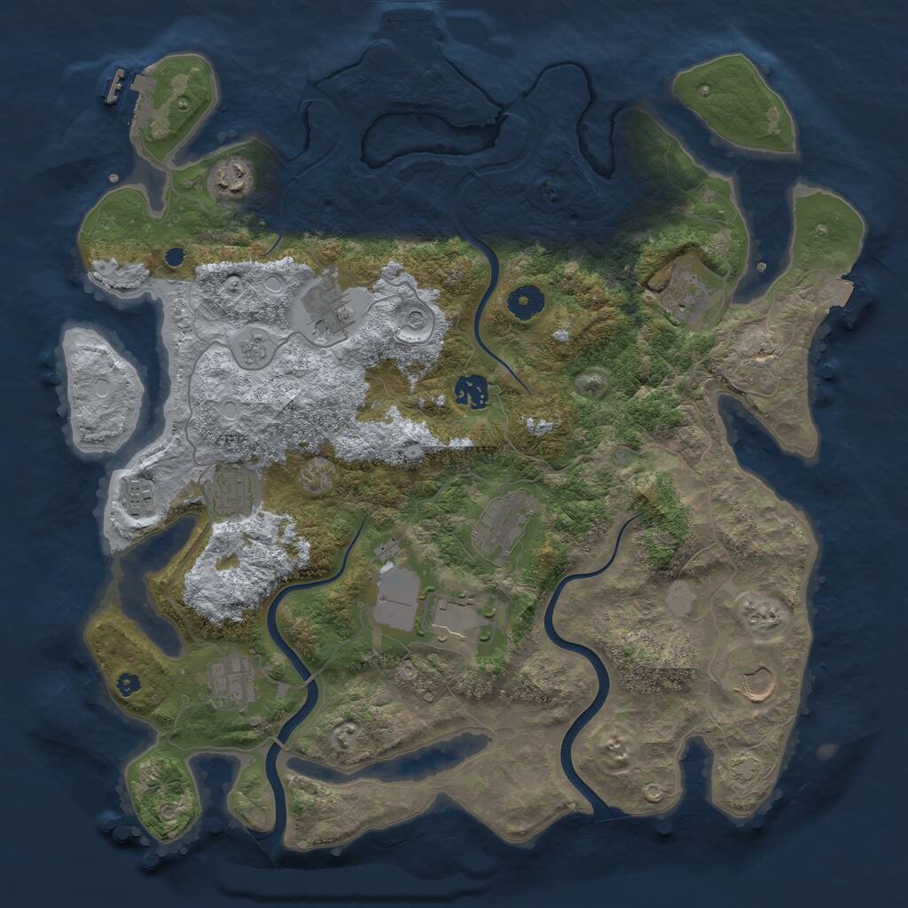 Rust Map: Procedural Map, Size: 3900, Seed: 47265943, 16 Monuments