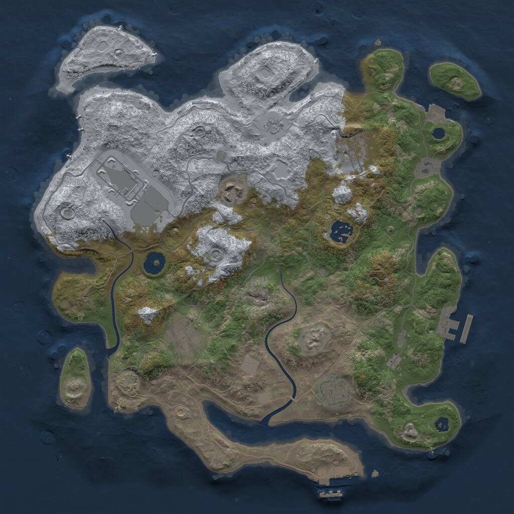 Rust Map: Procedural Map, Size: 3500, Seed: 1146853378, 12 Monuments