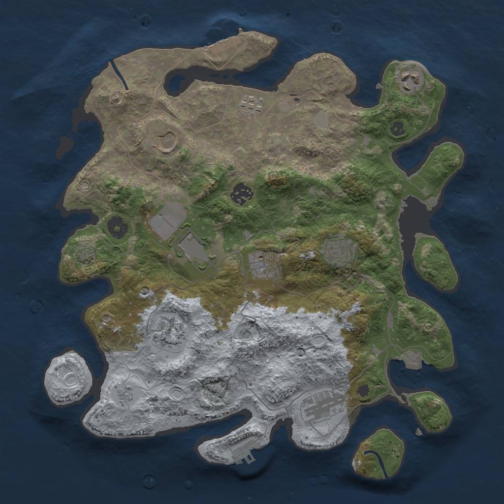 Rust Map: Procedural Map, Size: 3550, Seed: 4046785, 17 Monuments