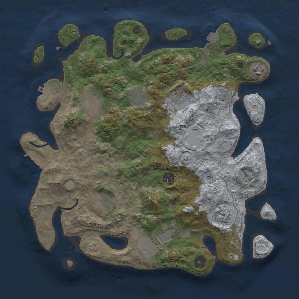 Rust Map: Procedural Map, Size: 3700, Seed: 599817021, 17 Monuments