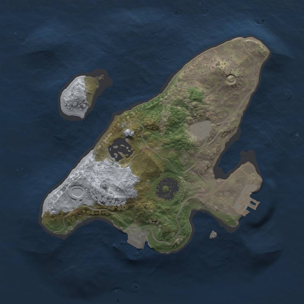 Rust Map: Procedural Map, Size: 2000, Seed: 1105878266, 5 Monuments