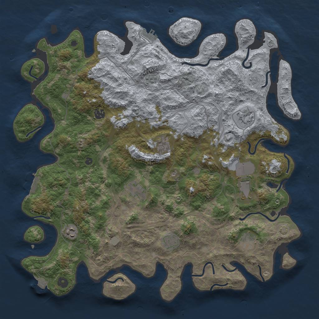 Rust Map: Procedural Map, Size: 4400, Seed: 6686666, 17 Monuments