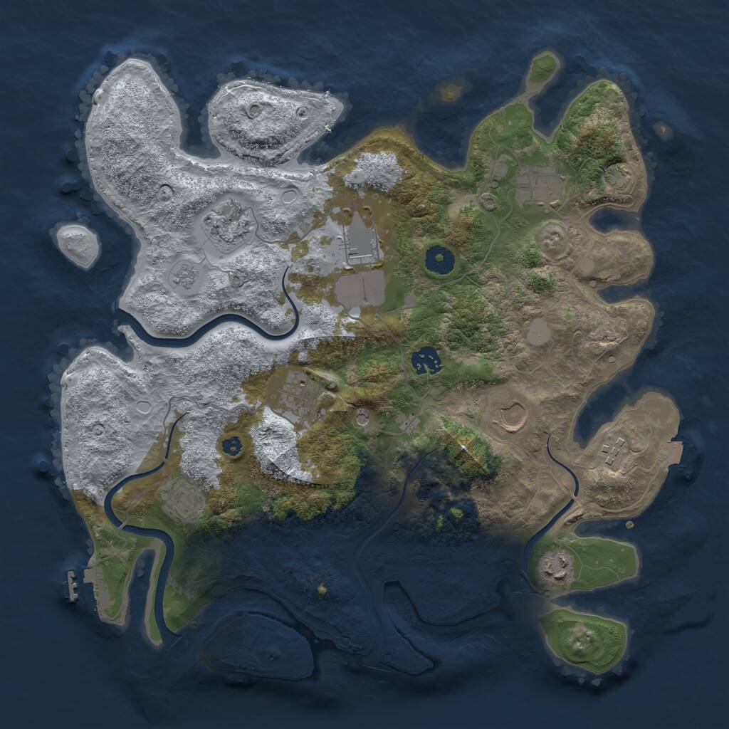 Rust Map: Procedural Map, Size: 3750, Seed: 42004928, 14 Monuments