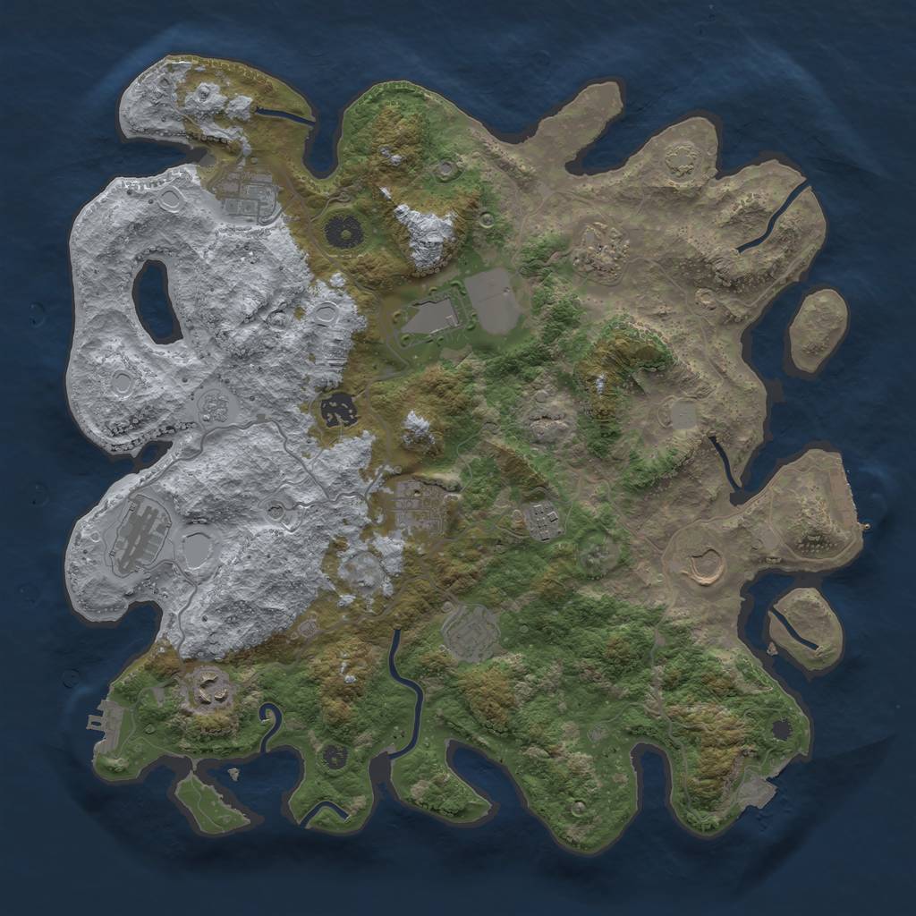Rust Map: Procedural Map, Size: 3800, Seed: 50959334, 18 Monuments
