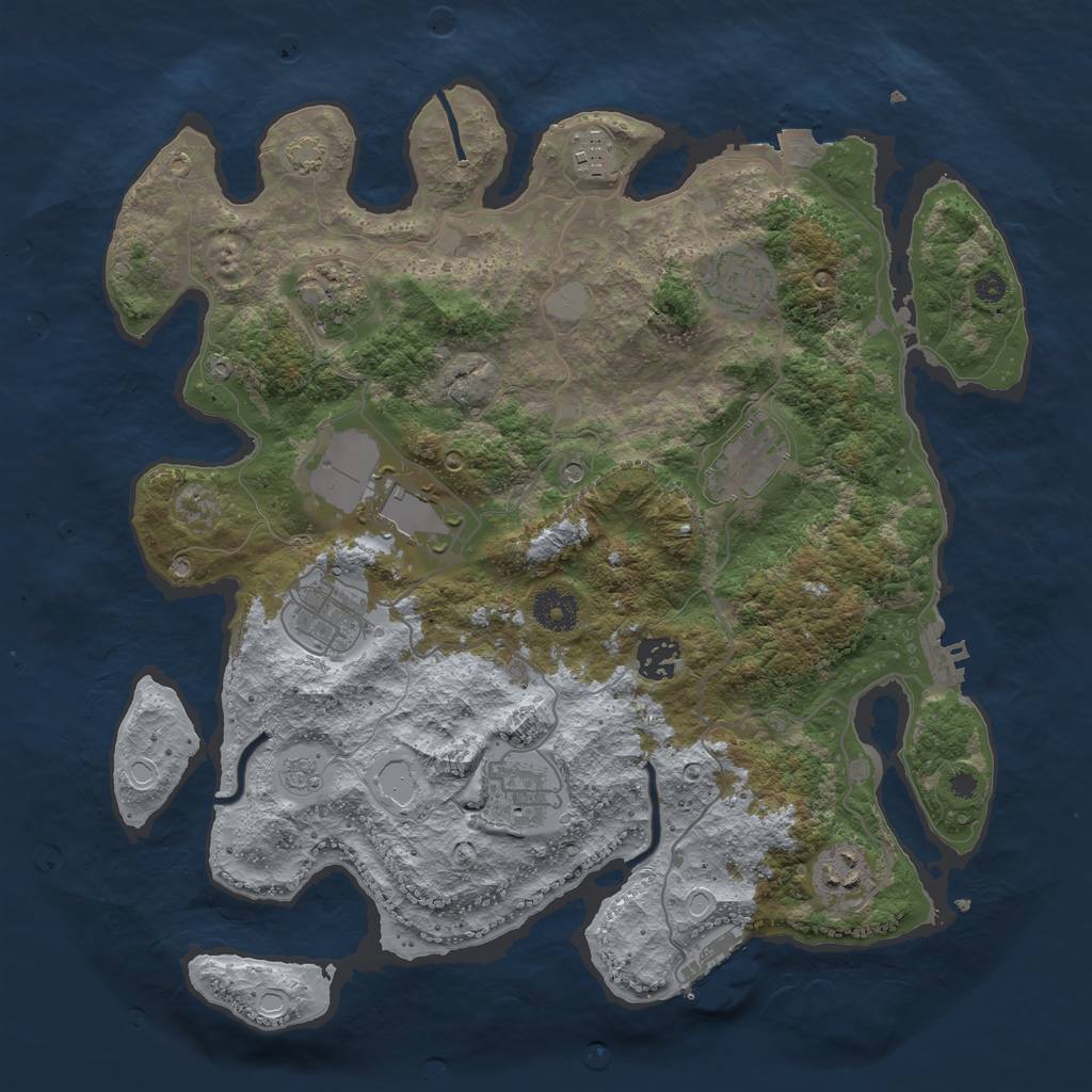 Rust Map: Procedural Map, Size: 3650, Seed: 48473311, 17 Monuments