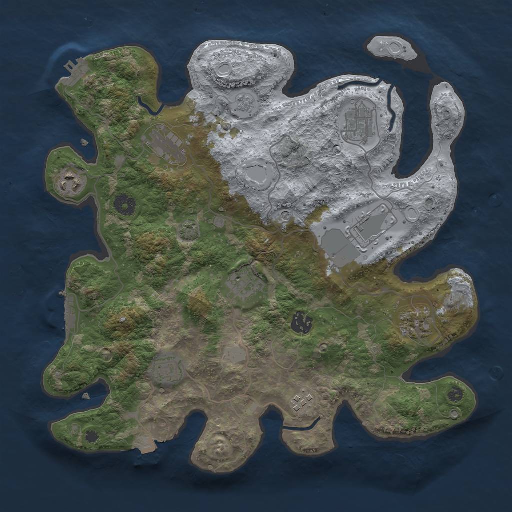 Rust Map: Procedural Map, Size: 3500, Seed: 95310193, 17 Monuments