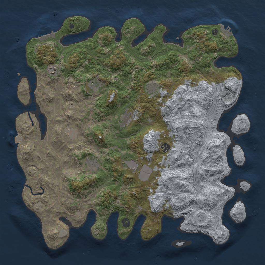 Rust Map: Procedural Map, Size: 4400, Seed: 57792889, 17 Monuments