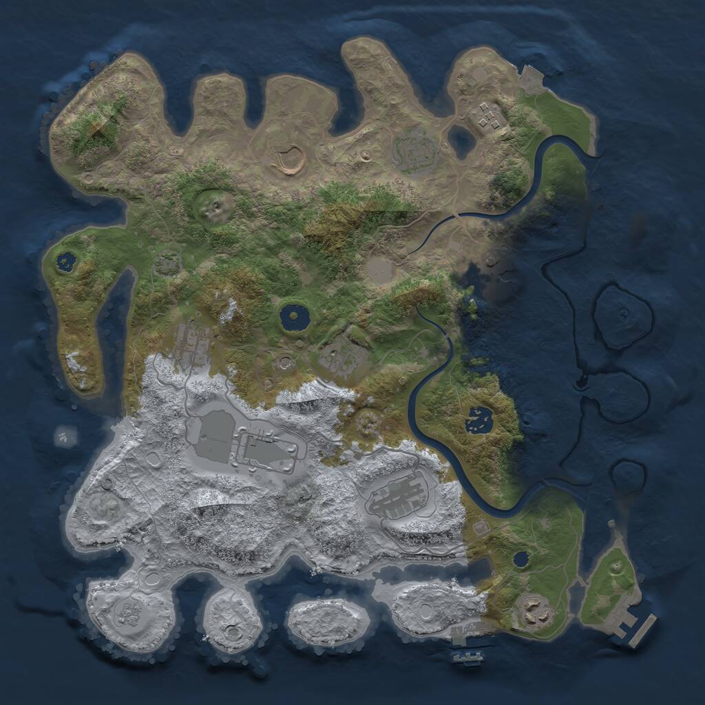 Rust Map: Procedural Map, Size: 3700, Seed: 96222974, 16 Monuments