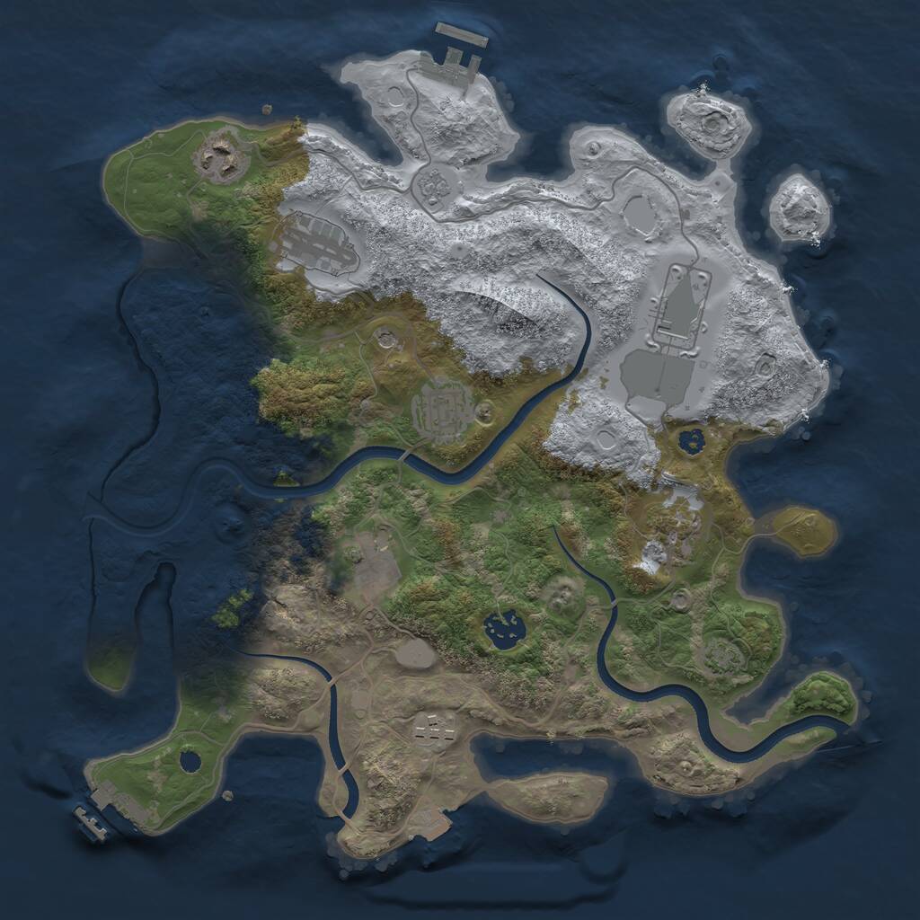 Rust Map: Procedural Map, Size: 3500, Seed: 59181975, 14 Monuments