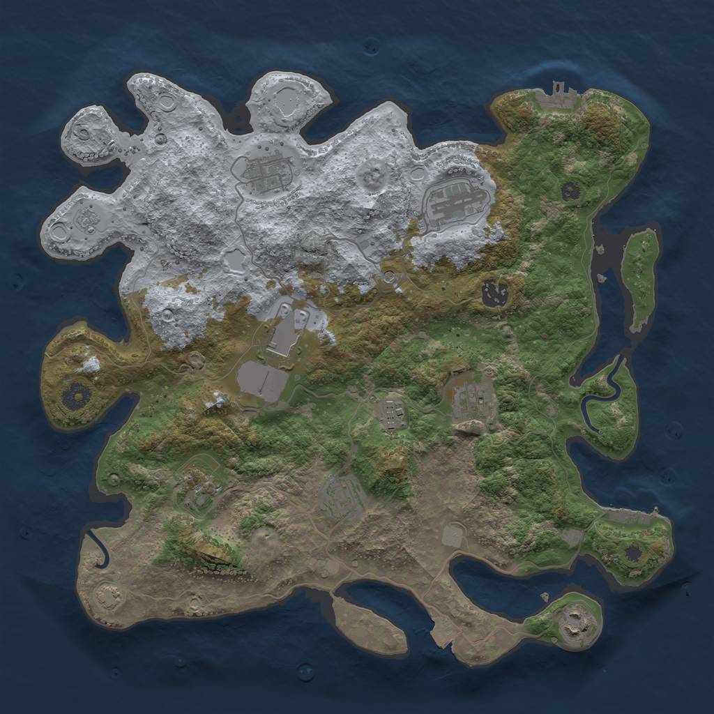 Rust Map: Procedural Map, Size: 3800, Seed: 50235148, 17 Monuments