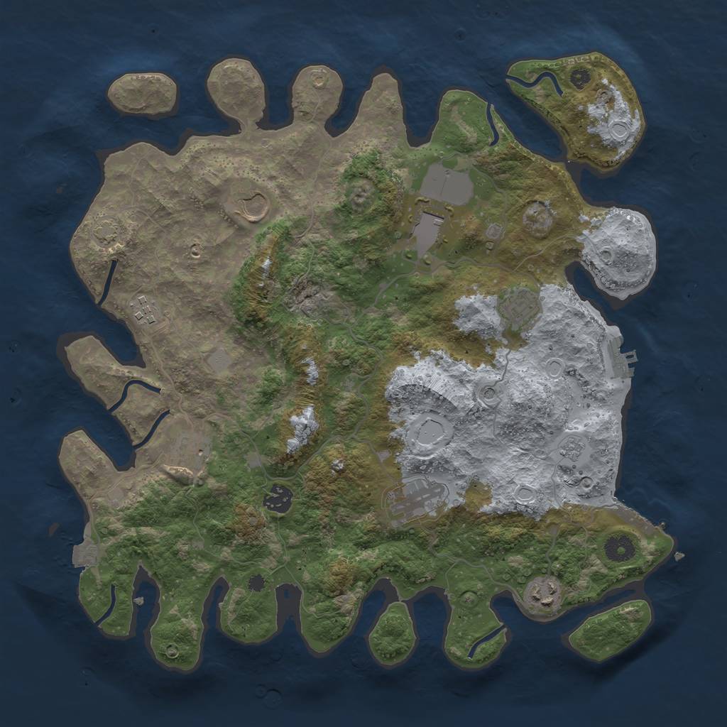 Rust Map: Procedural Map, Size: 3800, Seed: 7135374, 16 Monuments