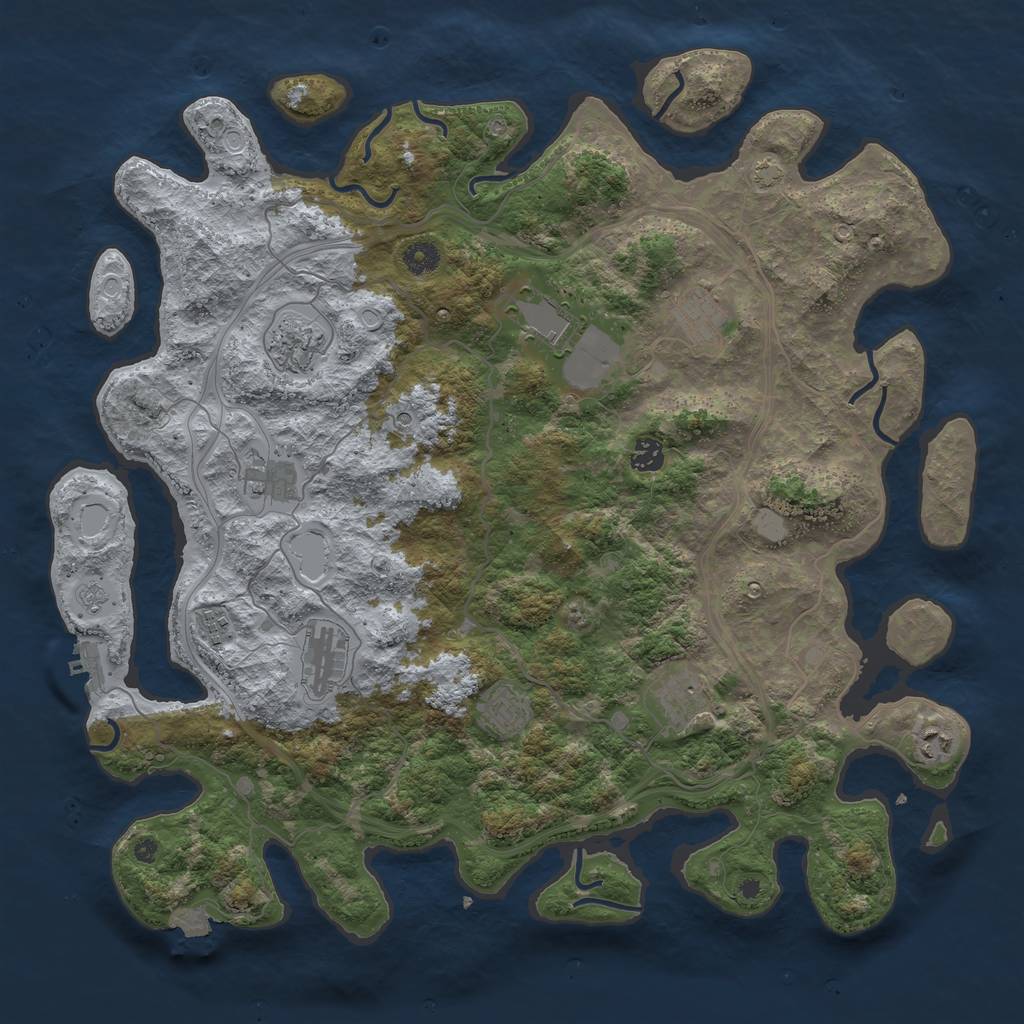 Rust Map: Procedural Map, Size: 4400, Seed: 55389540, 17 Monuments