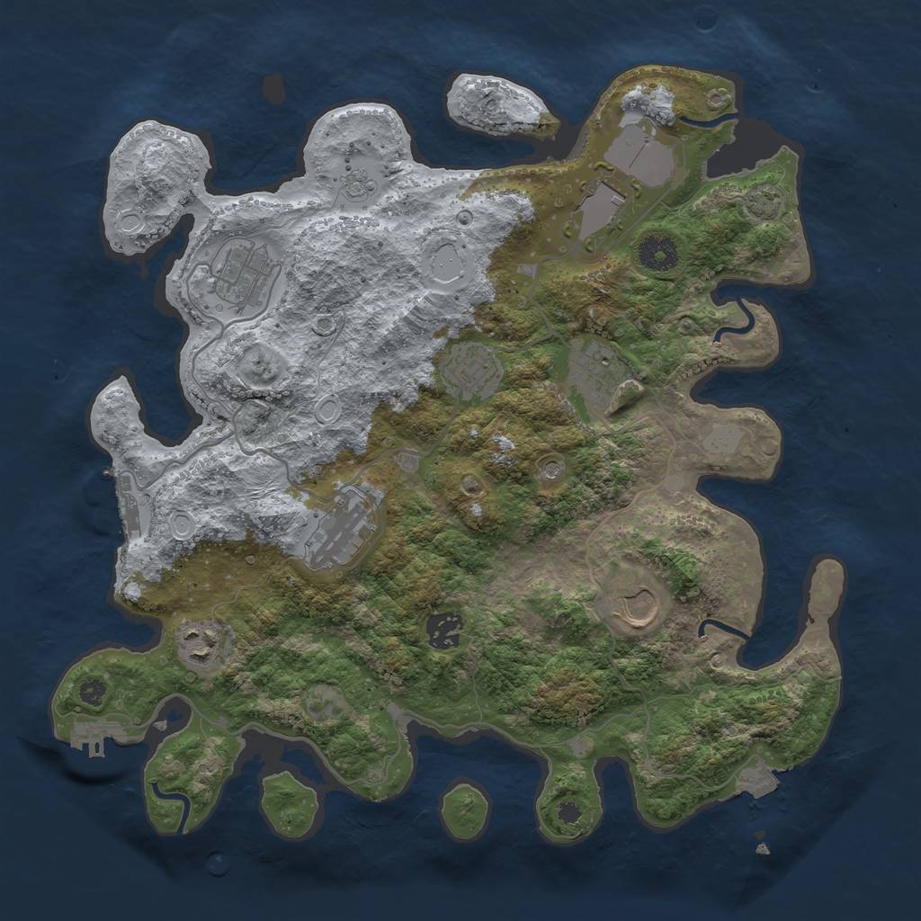 Rust Map: Procedural Map, Size: 3600, Seed: 22788880, 16 Monuments