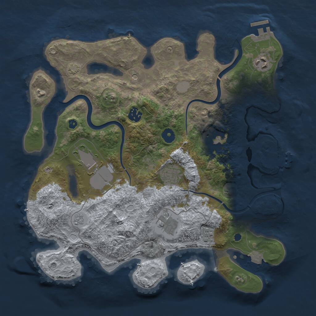 Rust Map: Procedural Map, Size: 3500, Seed: 241839575, 13 Monuments
