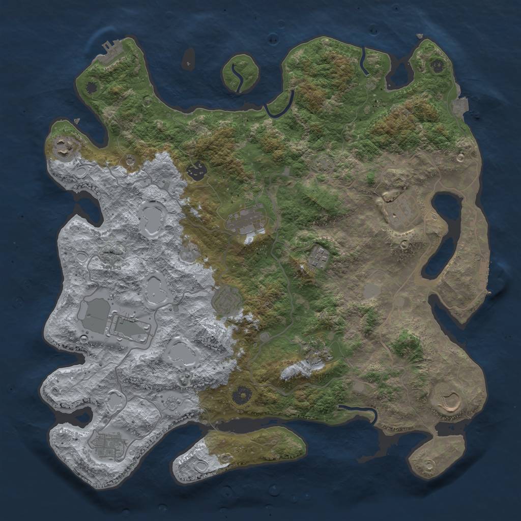 Rust Map: Procedural Map, Size: 4100, Seed: 72126357, 18 Monuments