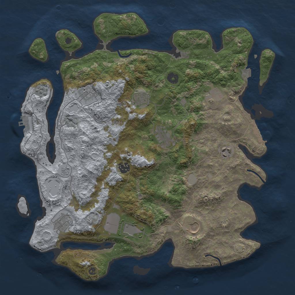 Rust Map: Procedural Map, Size: 3900, Seed: 61168192, 18 Monuments