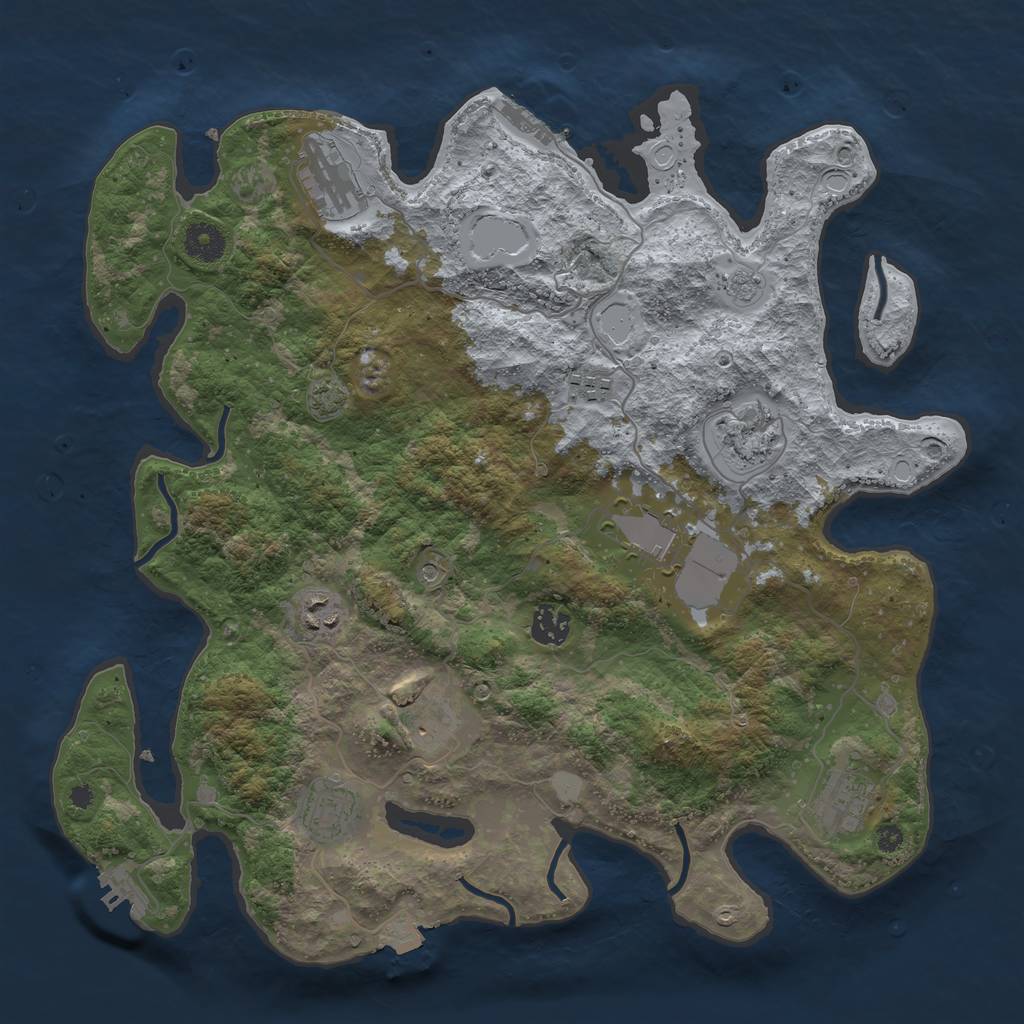 Rust Map: Procedural Map, Size: 3800, Seed: 57538315, 17 Monuments