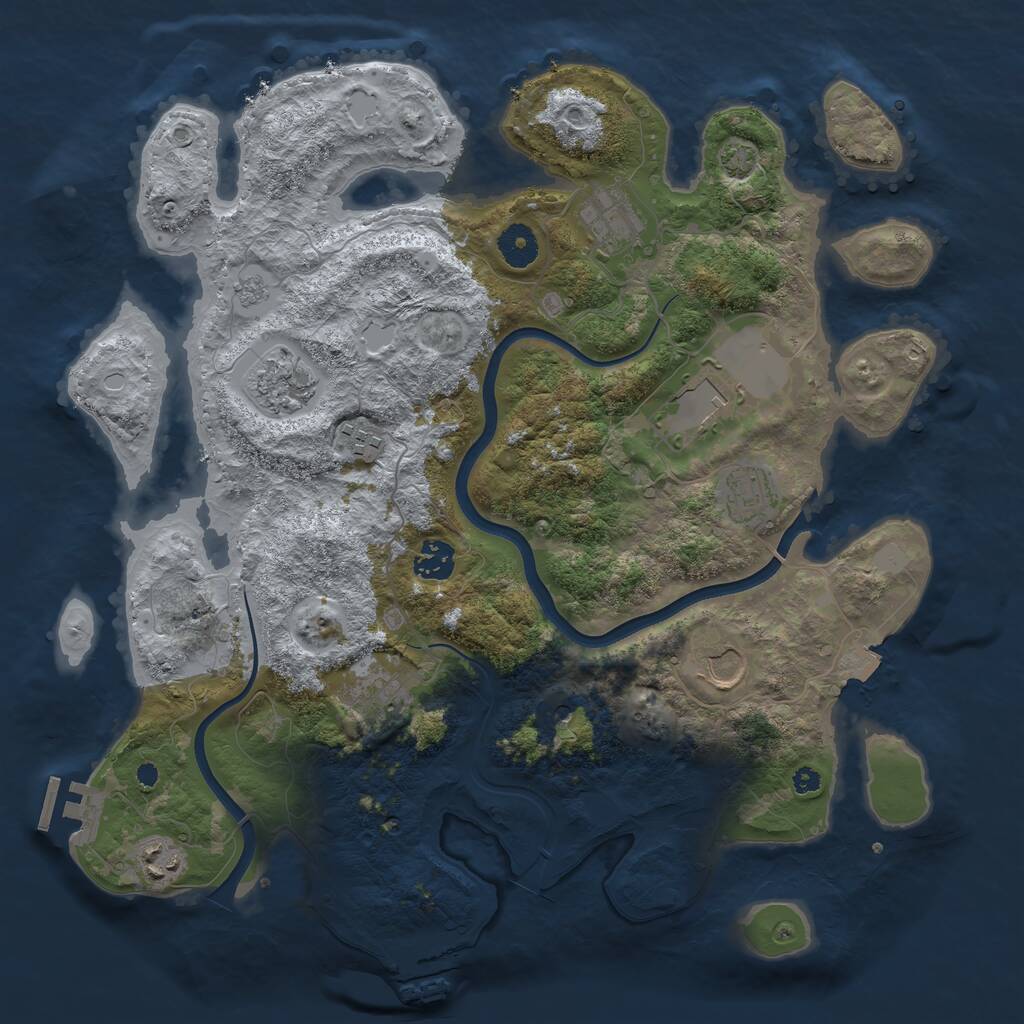 Rust Map: Procedural Map, Size: 3750, Seed: 54353085, 15 Monuments