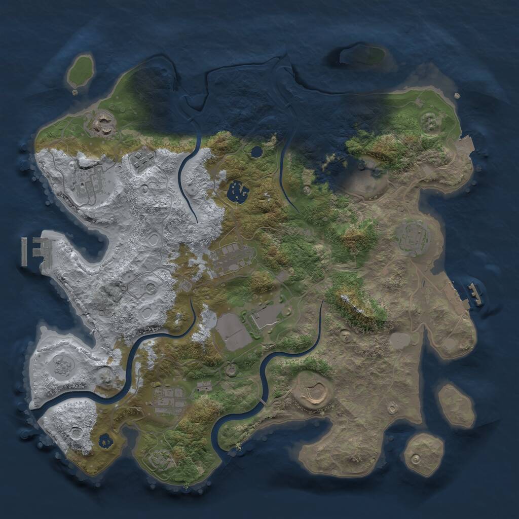Rust Map: Procedural Map, Size: 3600, Seed: 92539195, 16 Monuments
