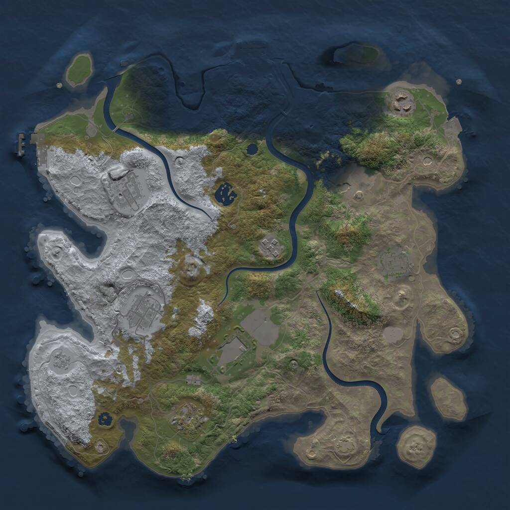Rust Map: Procedural Map, Size: 3600, Seed: 92539195, 15 Monuments