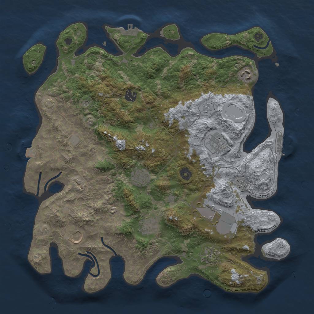 Rust Map: Procedural Map, Size: 3850, Seed: 88495516, 17 Monuments