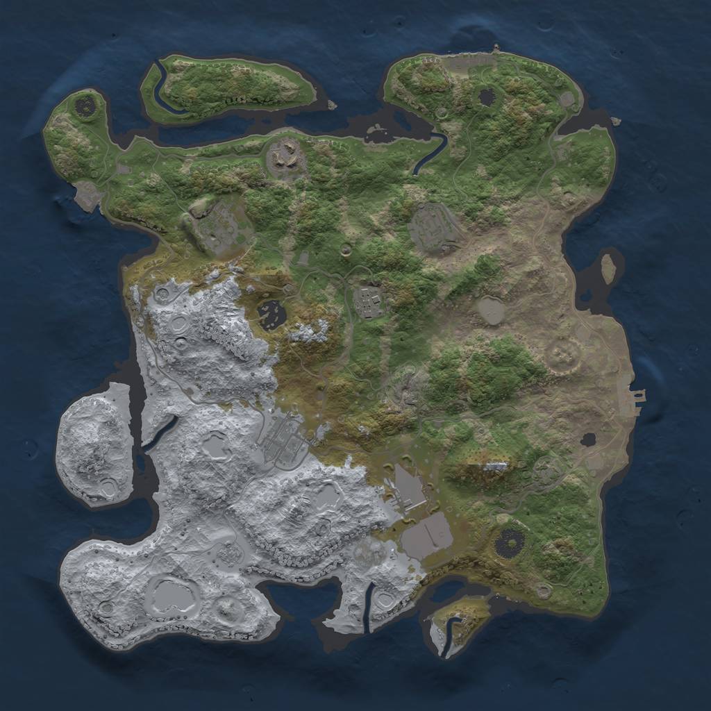 Rust Map: Procedural Map, Size: 3600, Seed: 2886, 15 Monuments
