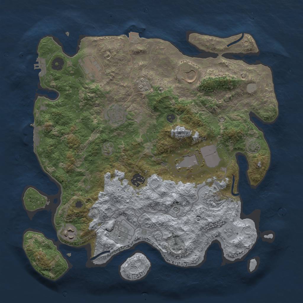 Rust Map: Procedural Map, Size: 3550, Seed: 94992901, 17 Monuments
