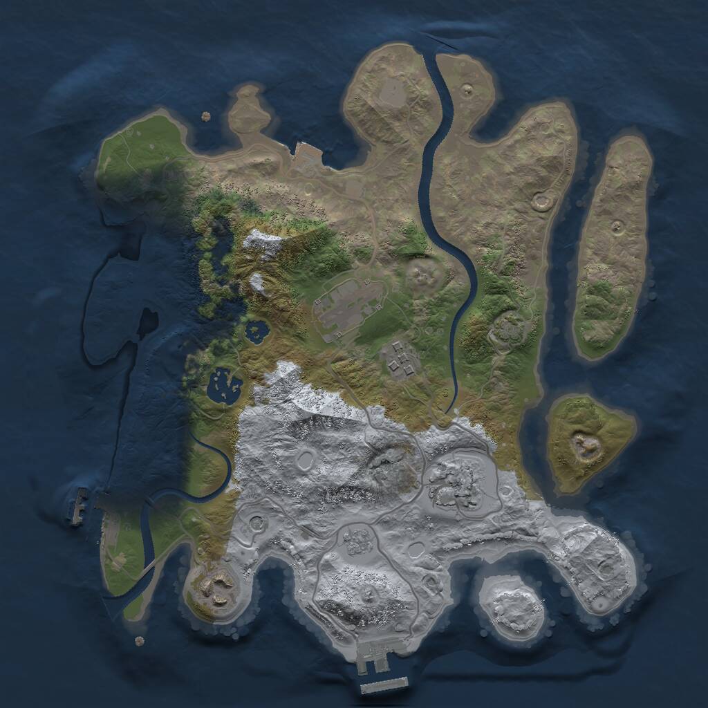 Rust Map: Procedural Map, Size: 3000, Seed: 1230105, 11 Monuments