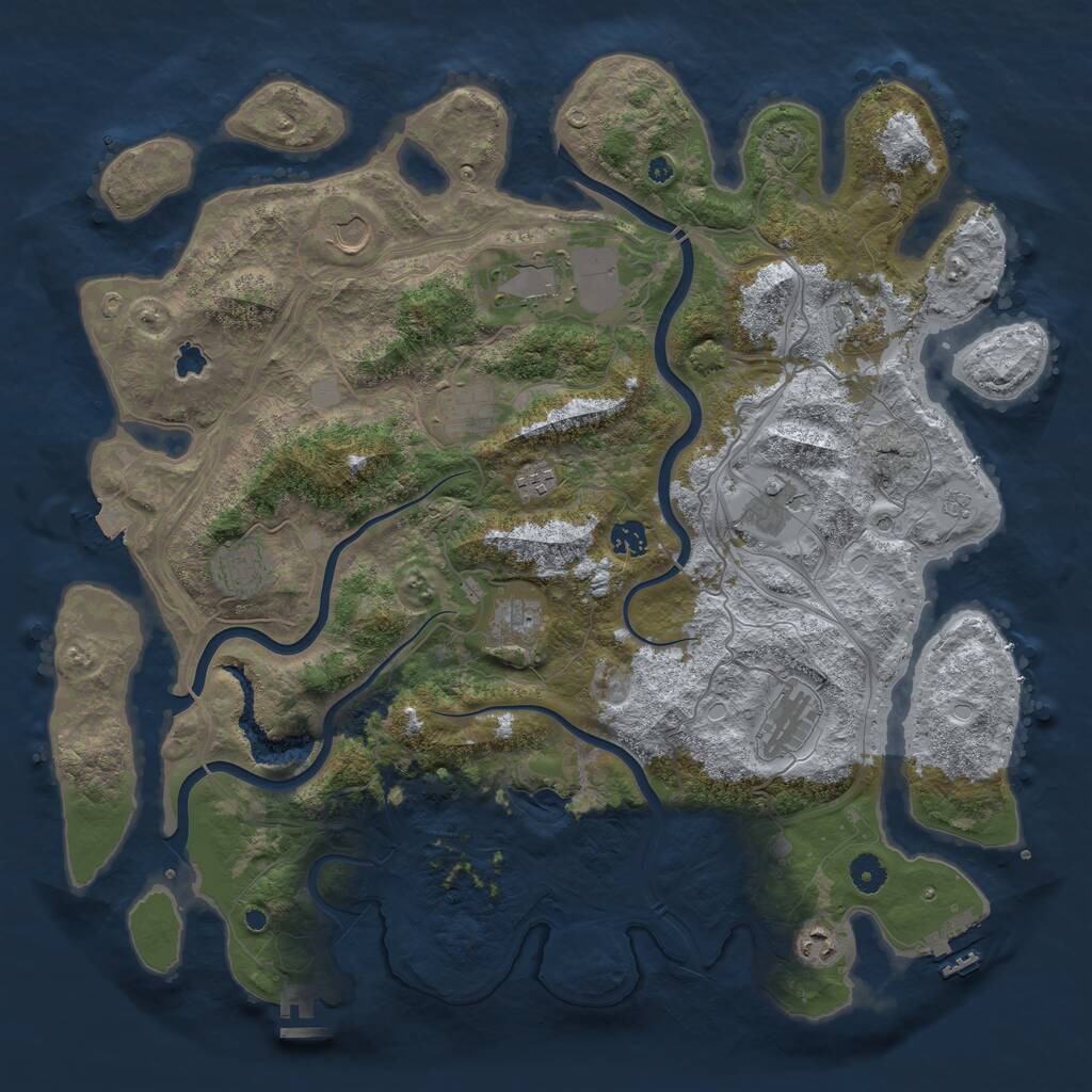 Rust Map: Procedural Map, Size: 4400, Seed: 12203292, 17 Monuments
