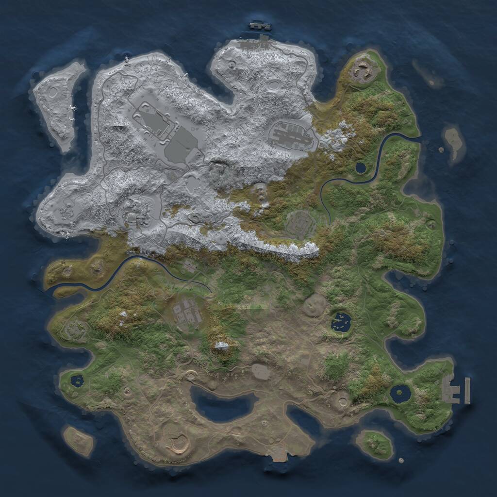 Rust Map: Procedural Map, Size: 3800, Seed: 23199472, 14 Monuments