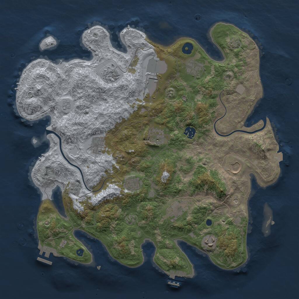 Rust Map: Procedural Map, Size: 3950, Seed: 72010565, 17 Monuments