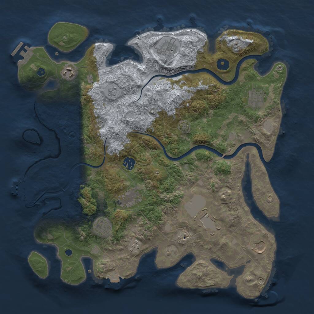 Rust Map: Procedural Map, Size: 3850, Seed: 87321039, 15 Monuments