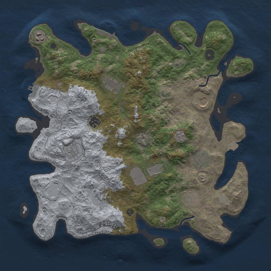 Rust Map: Procedural Map, Size: 3900, Seed: 944727275, 18 Monuments