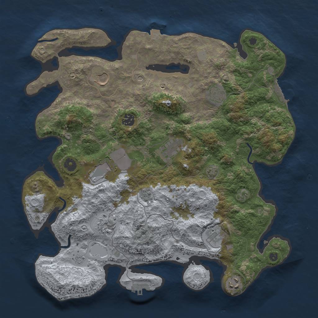 Rust Map: Procedural Map, Size: 3800, Seed: 23536294, 17 Monuments