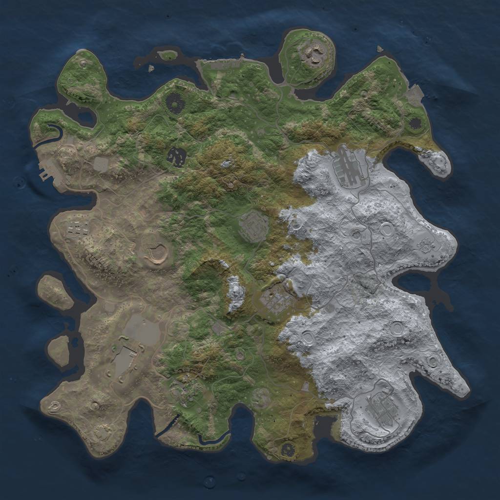 Rust Map: Procedural Map, Size: 3750, Seed: 21177972, 18 Monuments