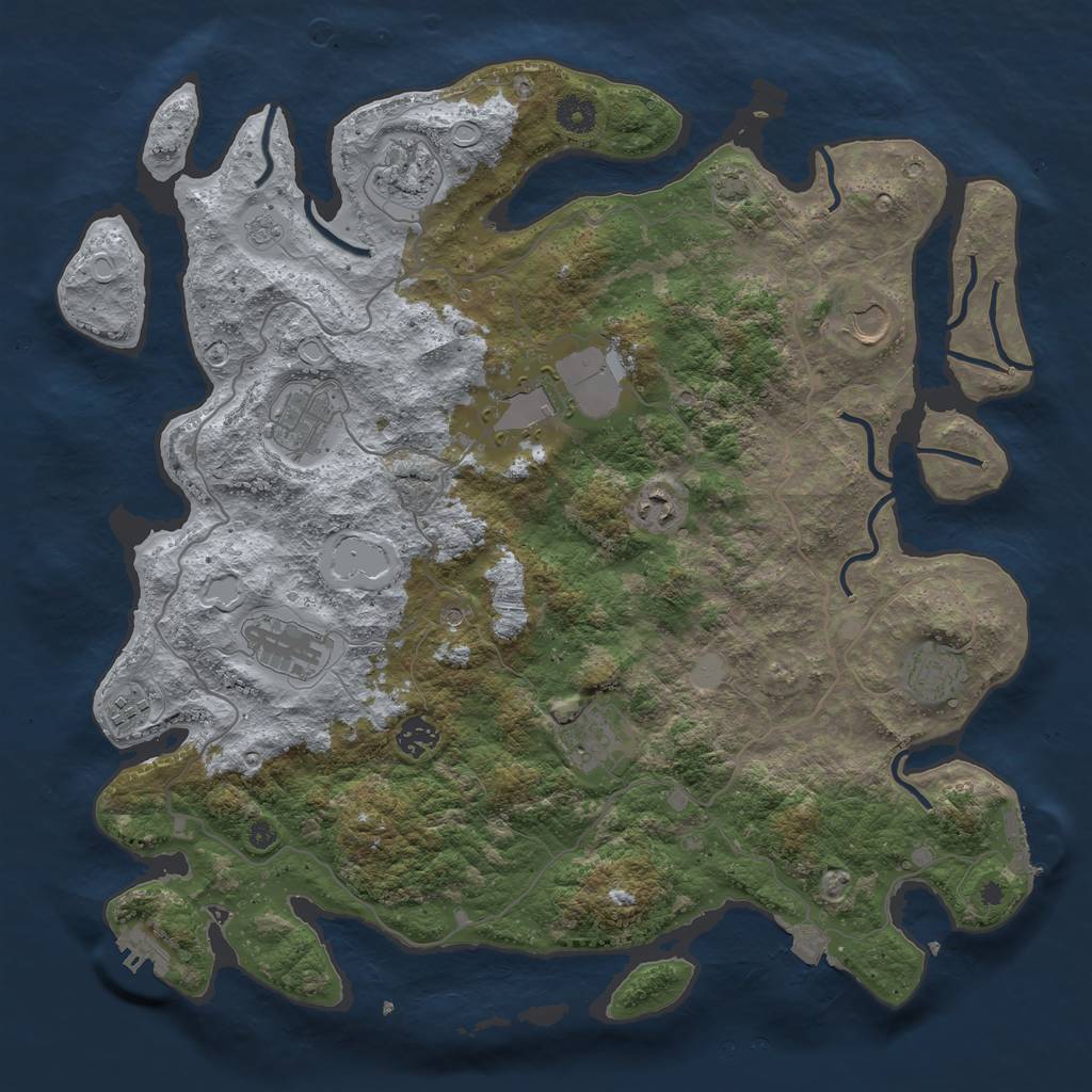 Rust Map: Procedural Map, Size: 4100, Seed: 54172417, 18 Monuments