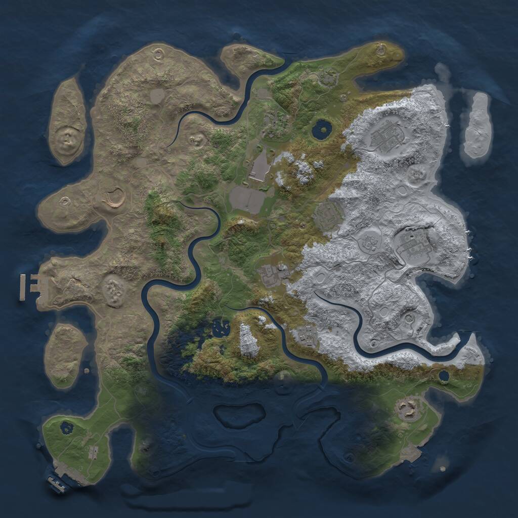 Rust Map: Procedural Map, Size: 3950, Seed: 7070567, 16 Monuments