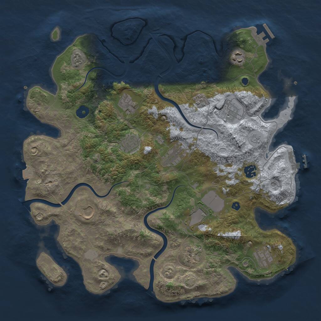 Rust Map: Procedural Map, Size: 3800, Seed: 84529546, 17 Monuments