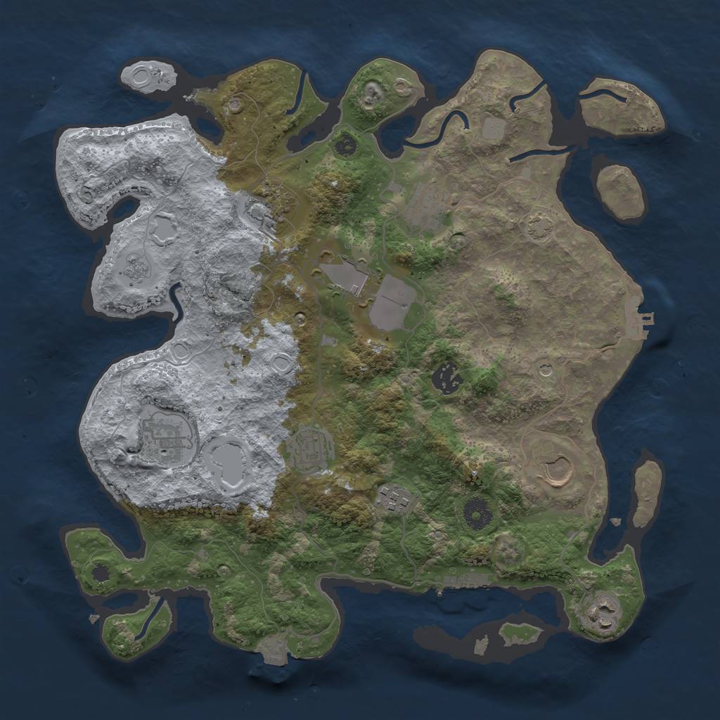 Rust Map: Procedural Map, Size: 3550, Seed: 96006980, 17 Monuments