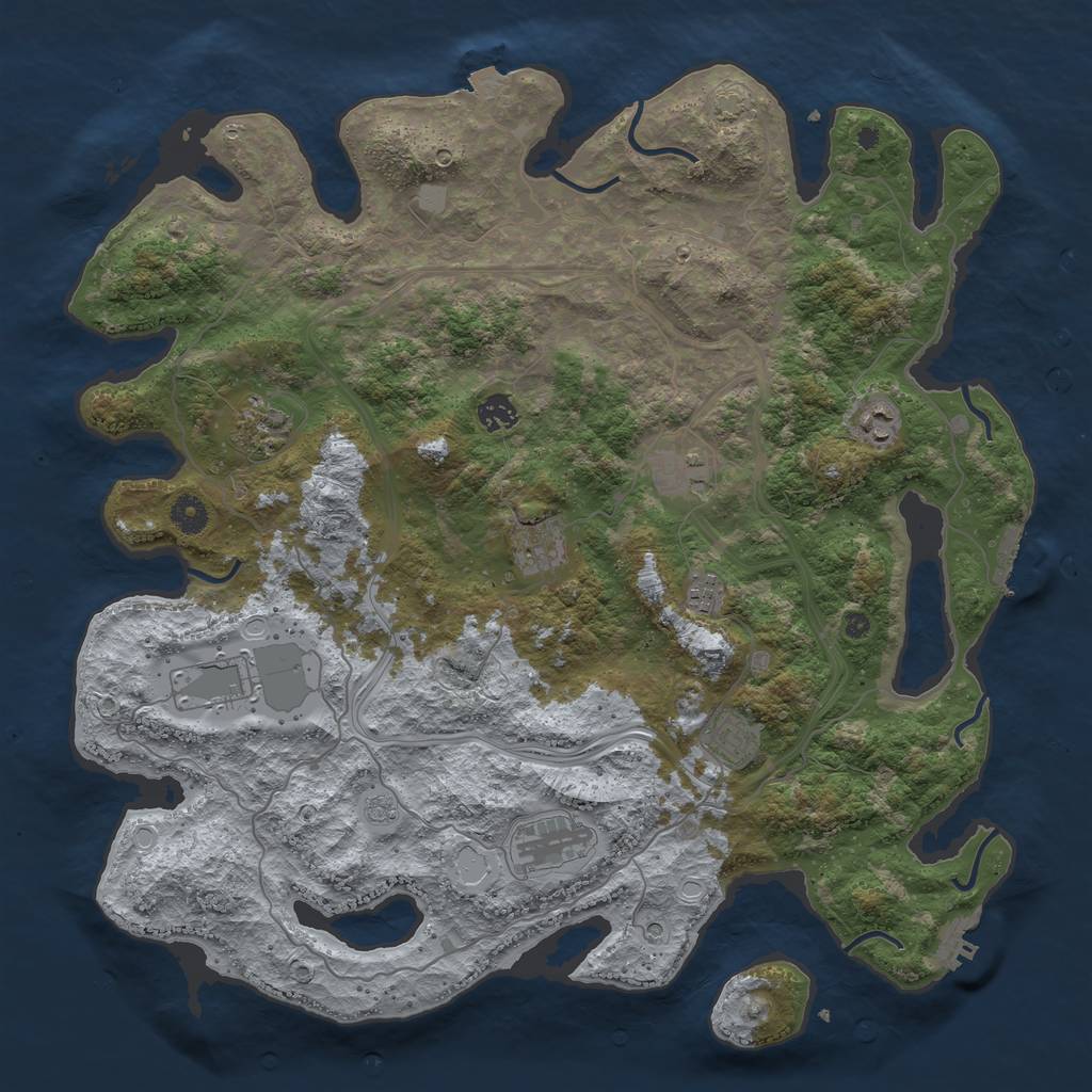 Rust Map: Procedural Map, Size: 4300, Seed: 23132431, 17 Monuments