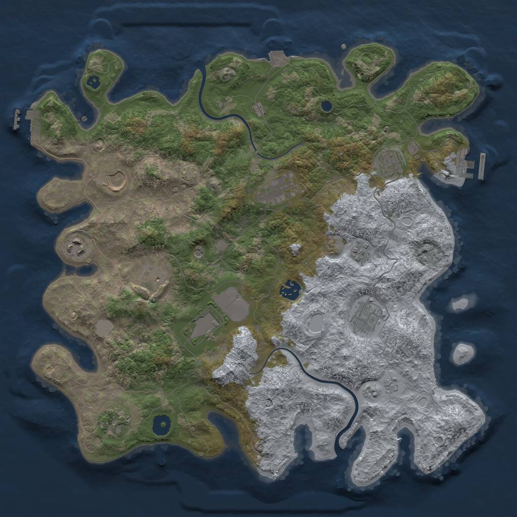 Rust Map: Procedural Map, Size: 3900, Seed: 14578614, 16 Monuments