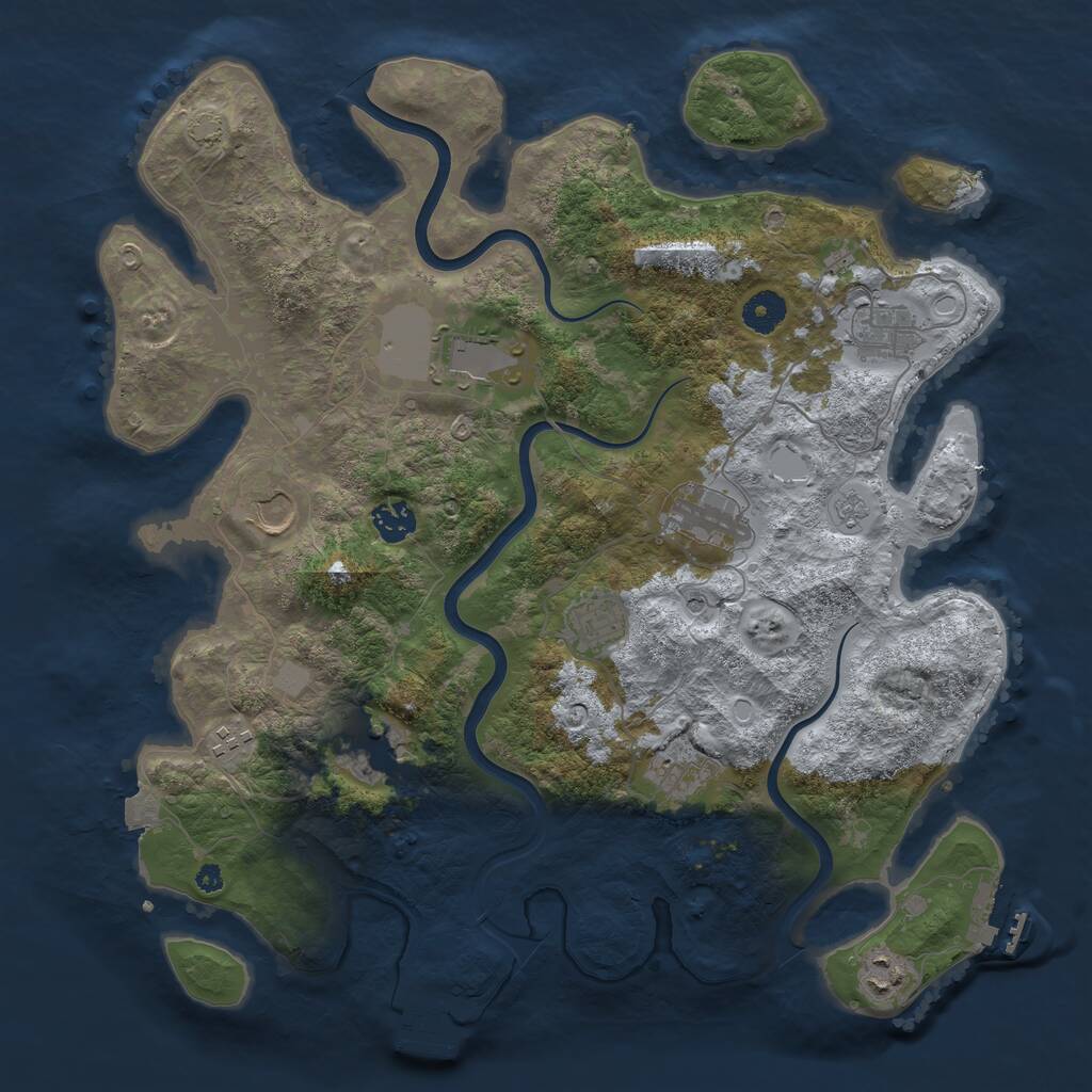 Rust Map: Procedural Map, Size: 3900, Seed: 63164105, 16 Monuments