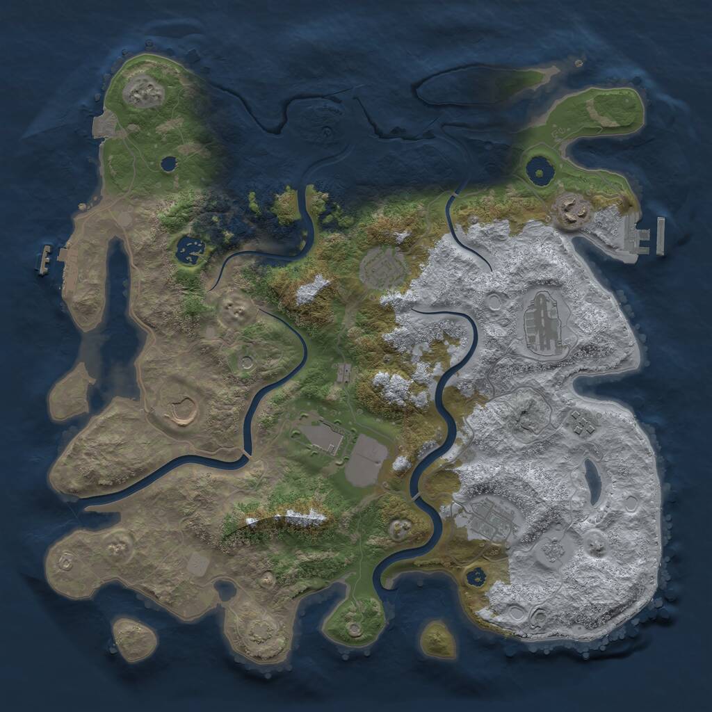 Rust Map: Procedural Map, Size: 3800, Seed: 93851240, 14 Monuments