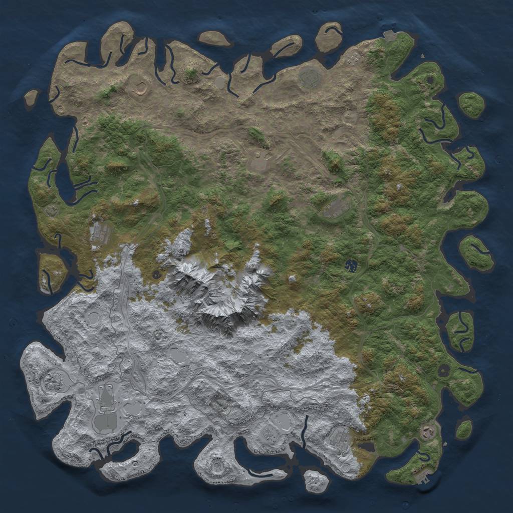 Rust Map: Procedural Map, Size: 6000, Seed: 3670, 18 Monuments